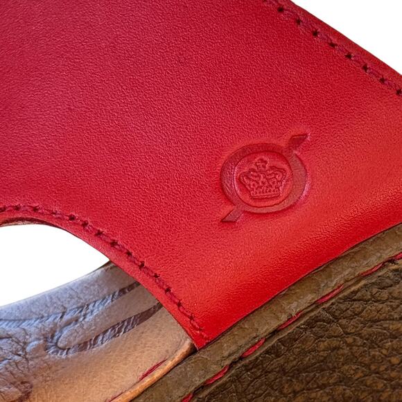 Born Wedge Slide Sandals  Red Leather Size 7M - Picture 7 of 9